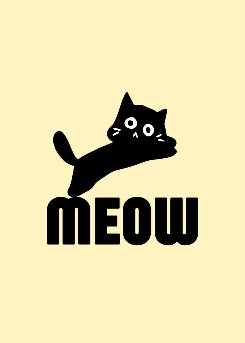 Meowler 'Black Cat 'Meow' Illustration' Poster, picture, metal print, paint by ...