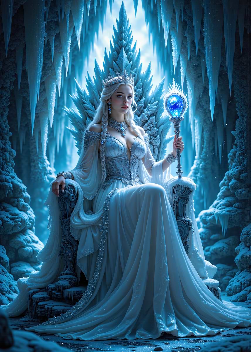 'Ice Queen on Throne with Orb' Poster, picture, metal print, paint by ...