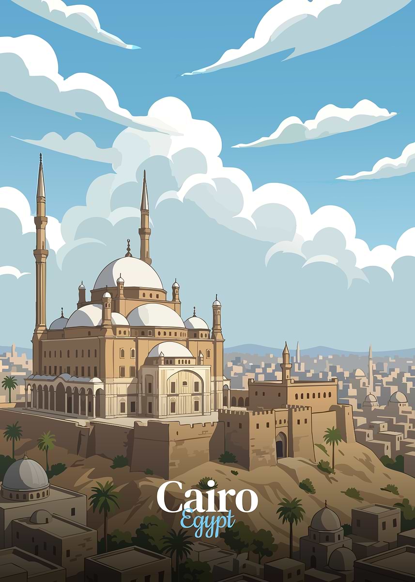 'Cairo Egypt Cityscape Illustration' Poster, picture, metal print ...