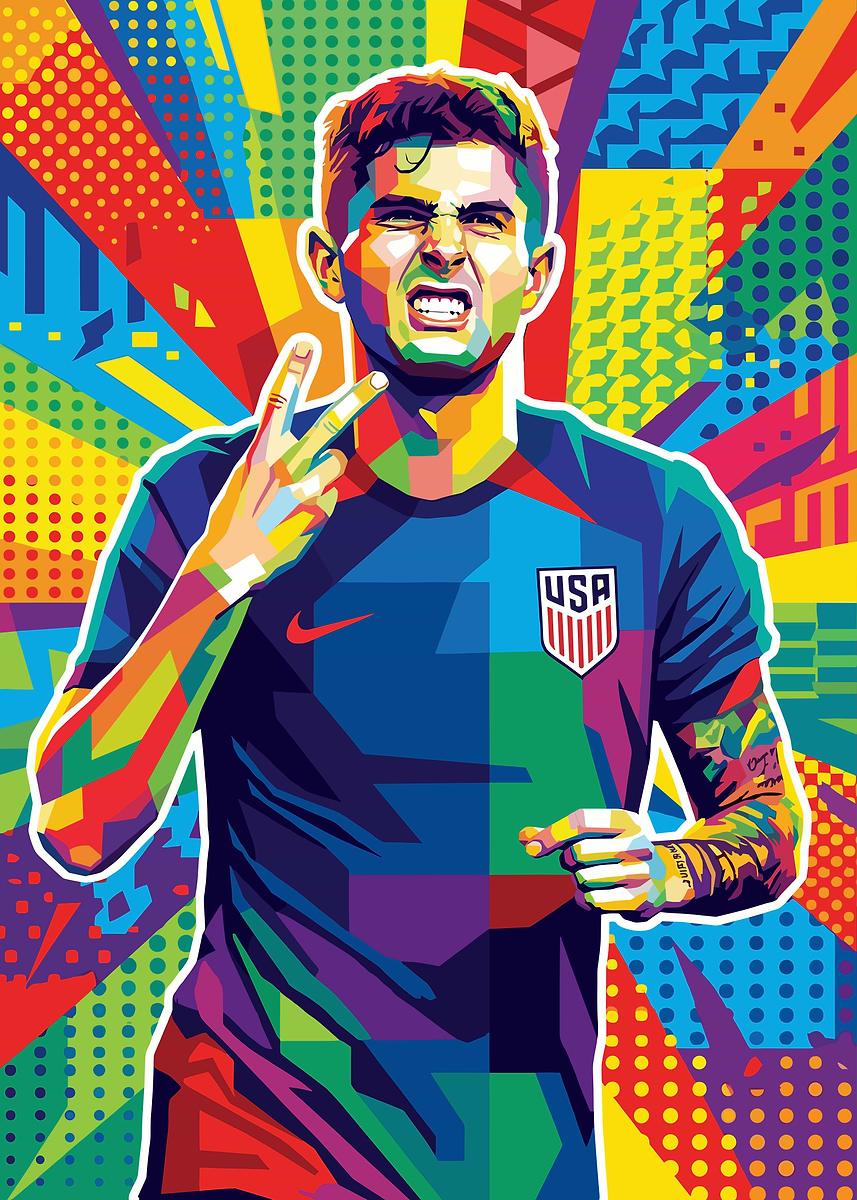 Christian Pulisic USA Soccer Pop Art' Poster, picture, metal print