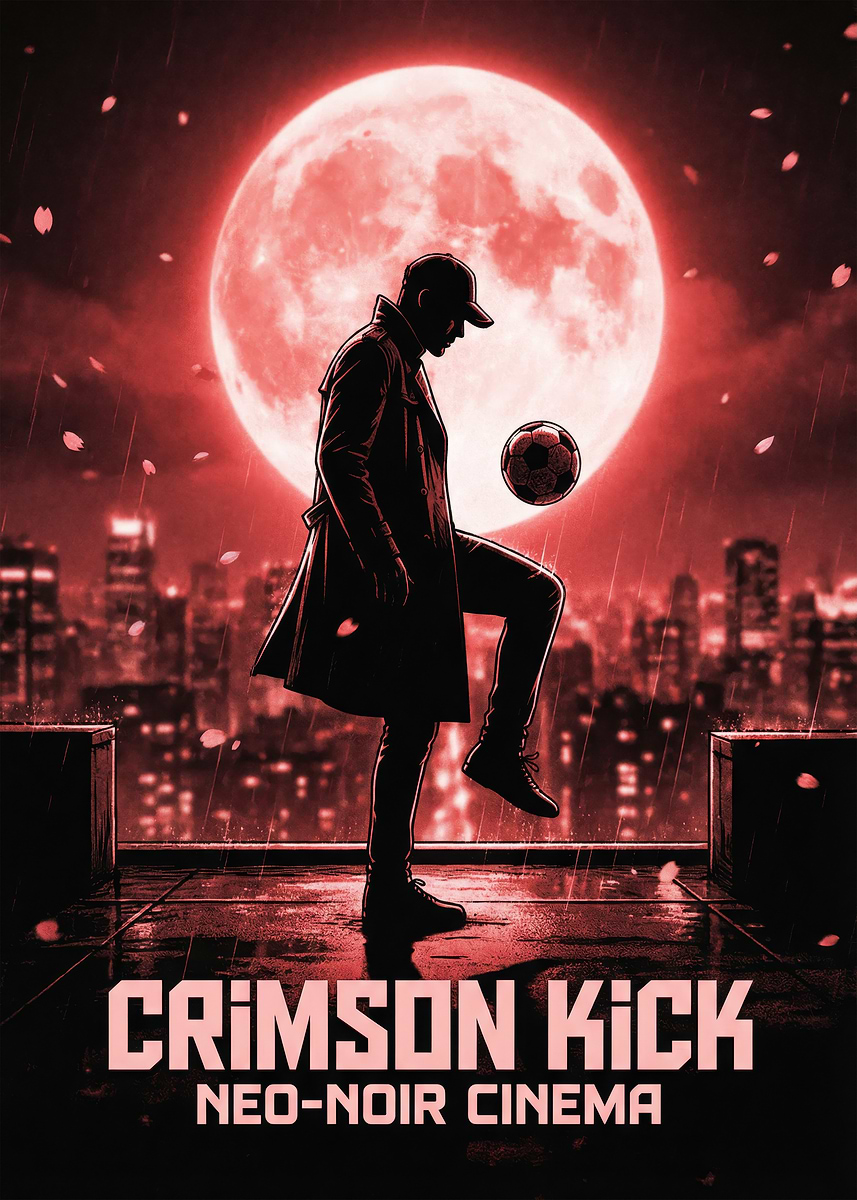 Neo Kick 'Crimson Kick Neo-Noir Cinema Poster' Poster, picture, metal print ...
