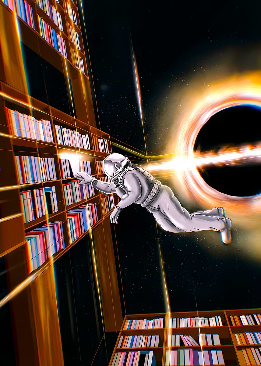 'Interstellar Library near Blackhole' Poster, picture, metal print ...