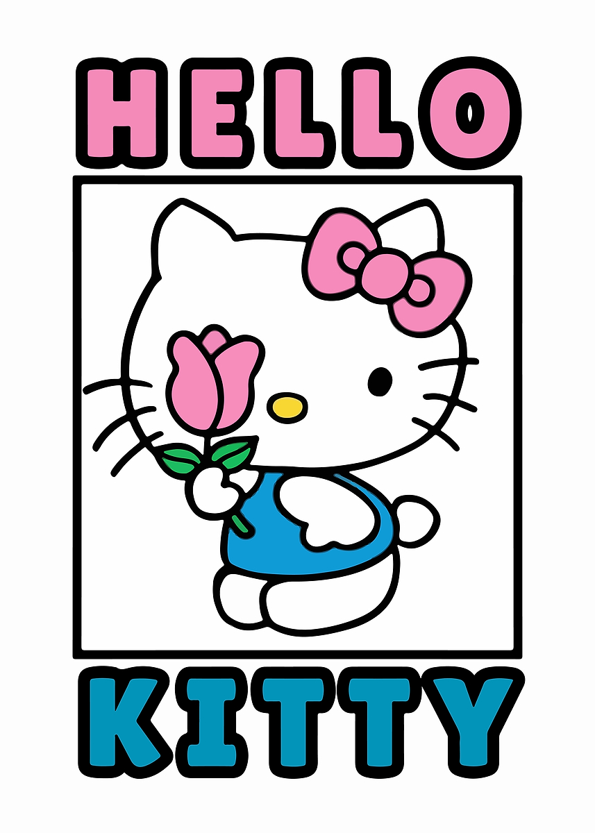 'Hello Kitty with Rose Illustration' Poster, picture, metal print ...