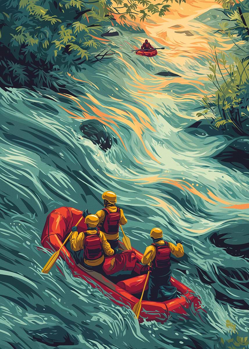 River Raft Poster 'River Rafting Adventure' Poster, picture, metal print, paint by Imad ...
