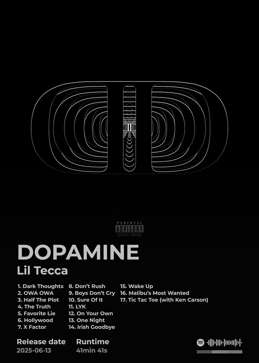 Lil Tecca - Dopamine Album Cover' Poster, picture, metal print