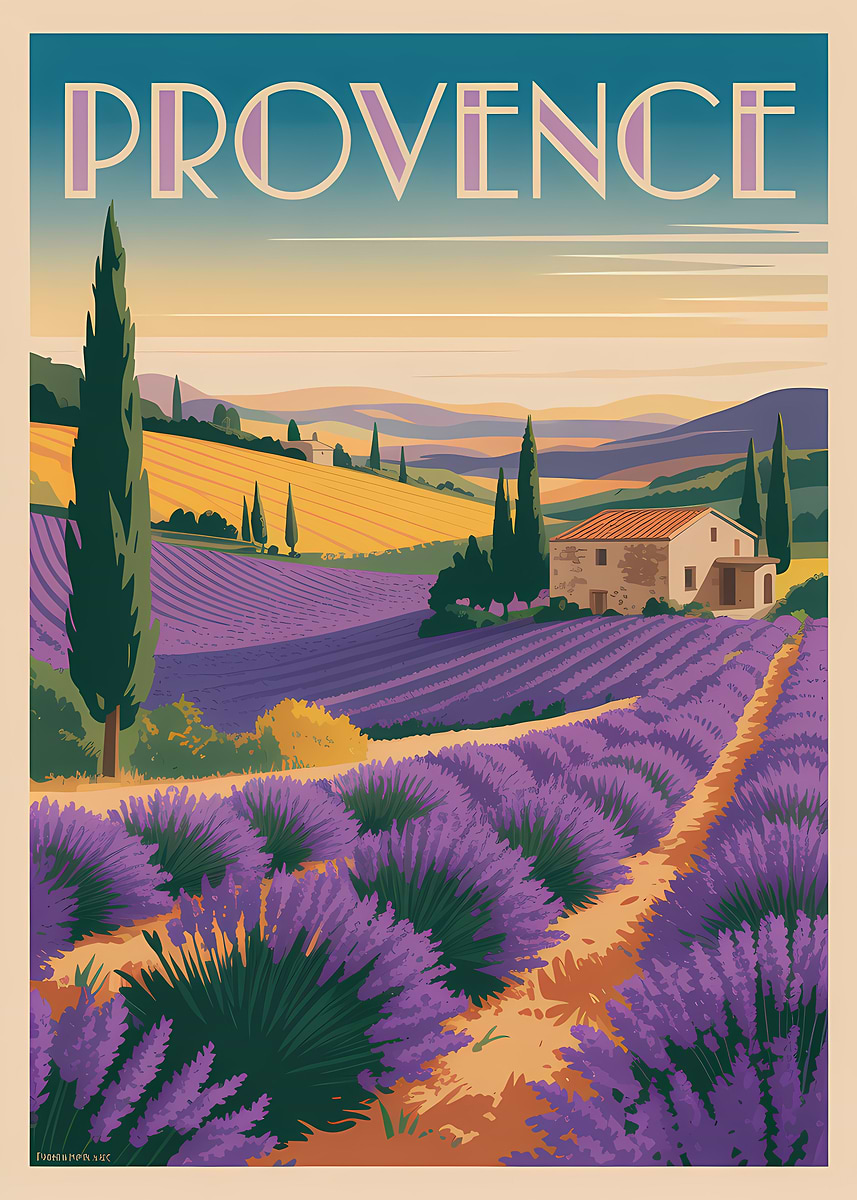 'Provence Lavender Field Travel Poster' Poster, picture, metal print ...
