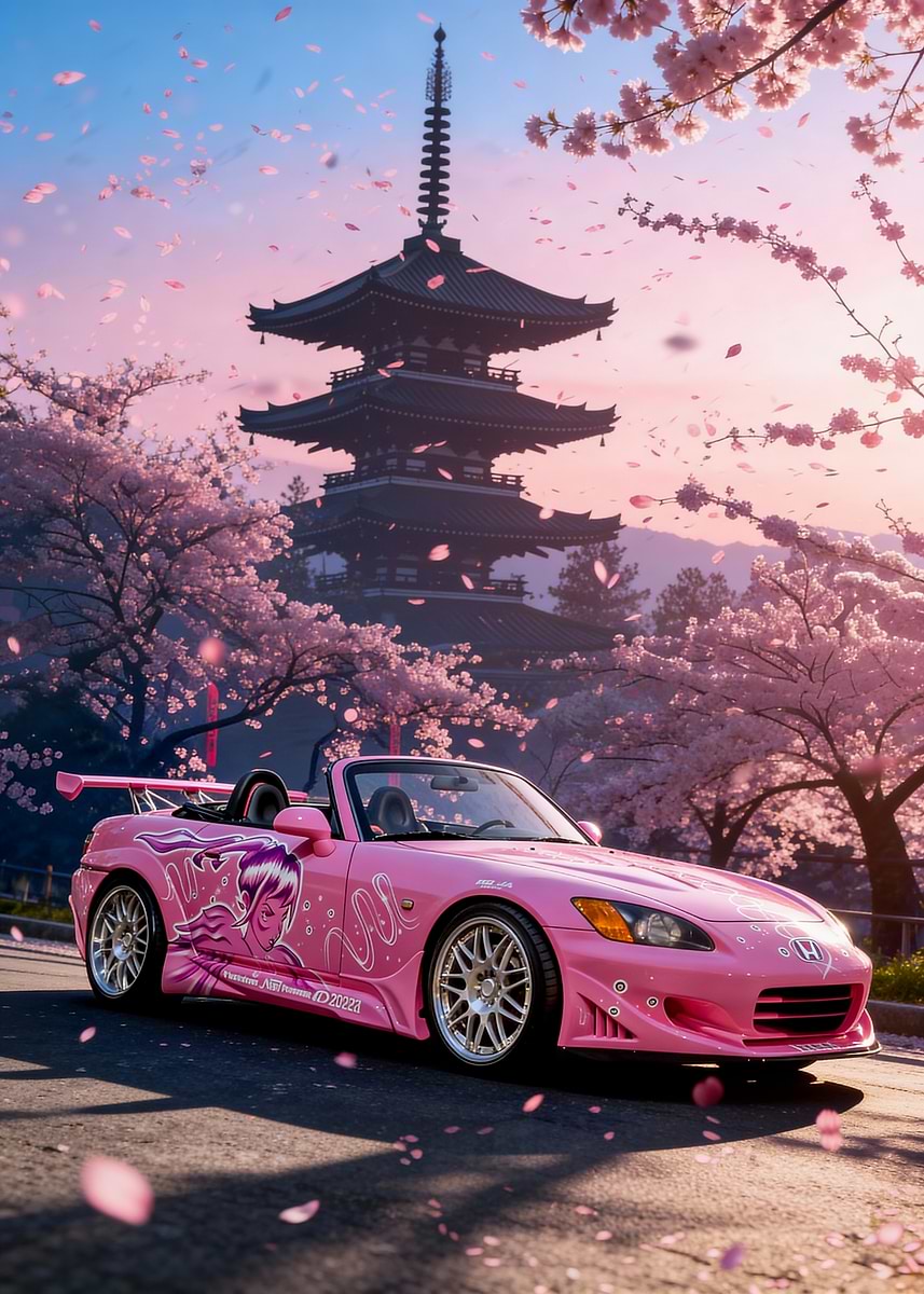 Honda S2000 with Japanese Temple Backdrop' Poster, picture, metal