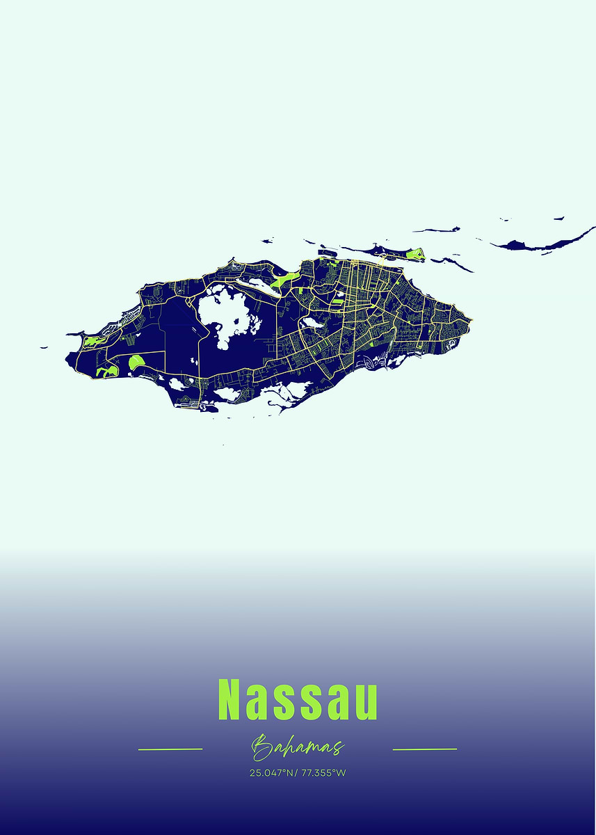 Nassau Bahamas Map Art Print Poster Picture Metal Print Paint By 84d2d6a7 F14f 4d93 96a5 