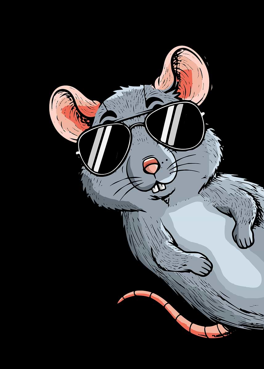 'Cool Rat with Sunglasses' Poster, picture, metal print, paint by ...