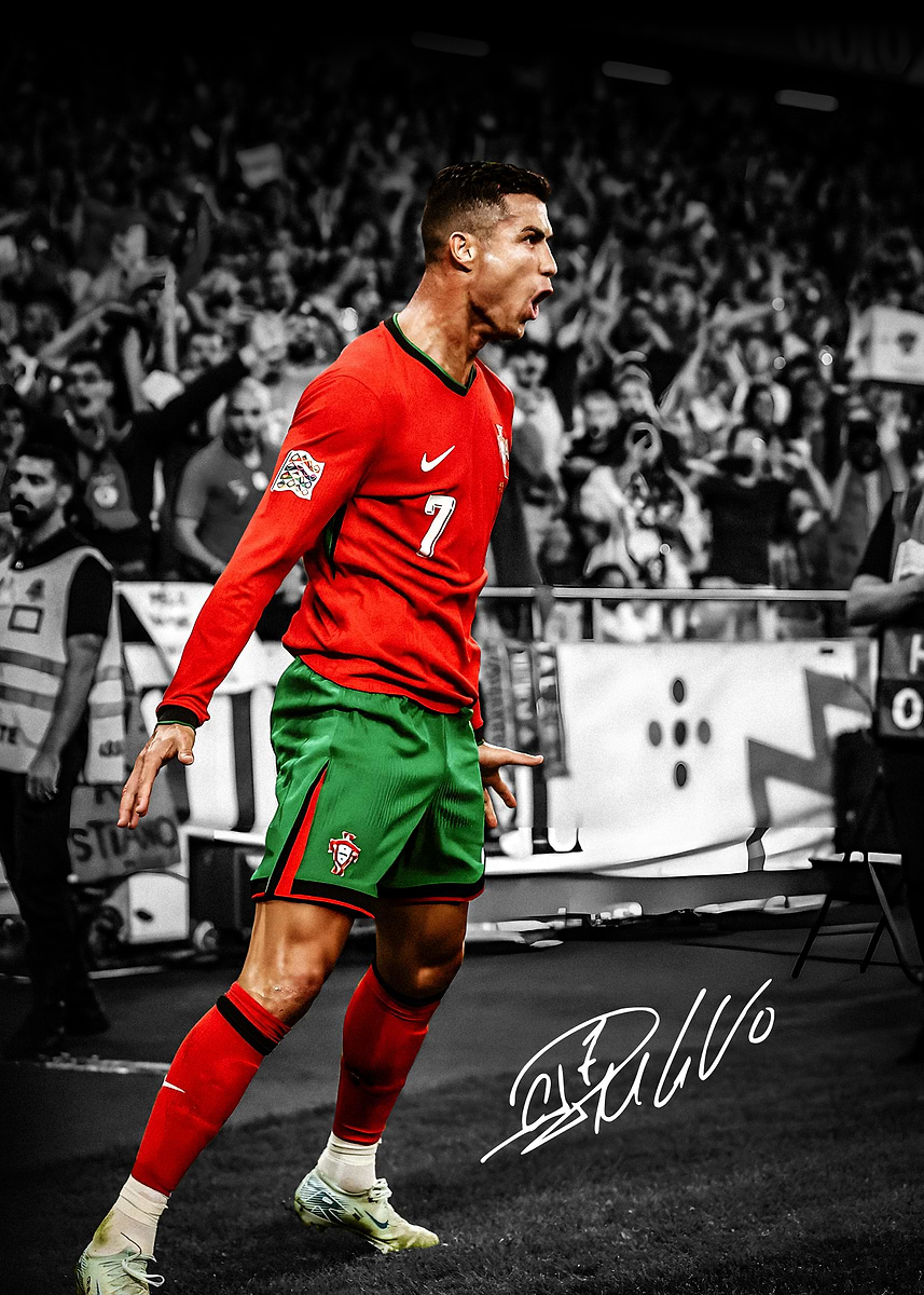 'Cristiano Ronaldo Celebration' Poster, picture, metal print, paint by ...