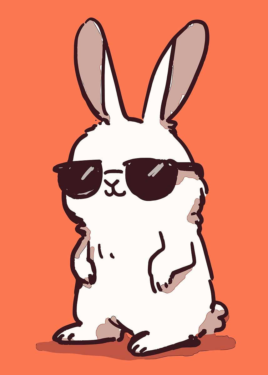 'Cool Rabbit with Sunglasses Illustration' Poster, picture, metal print ...