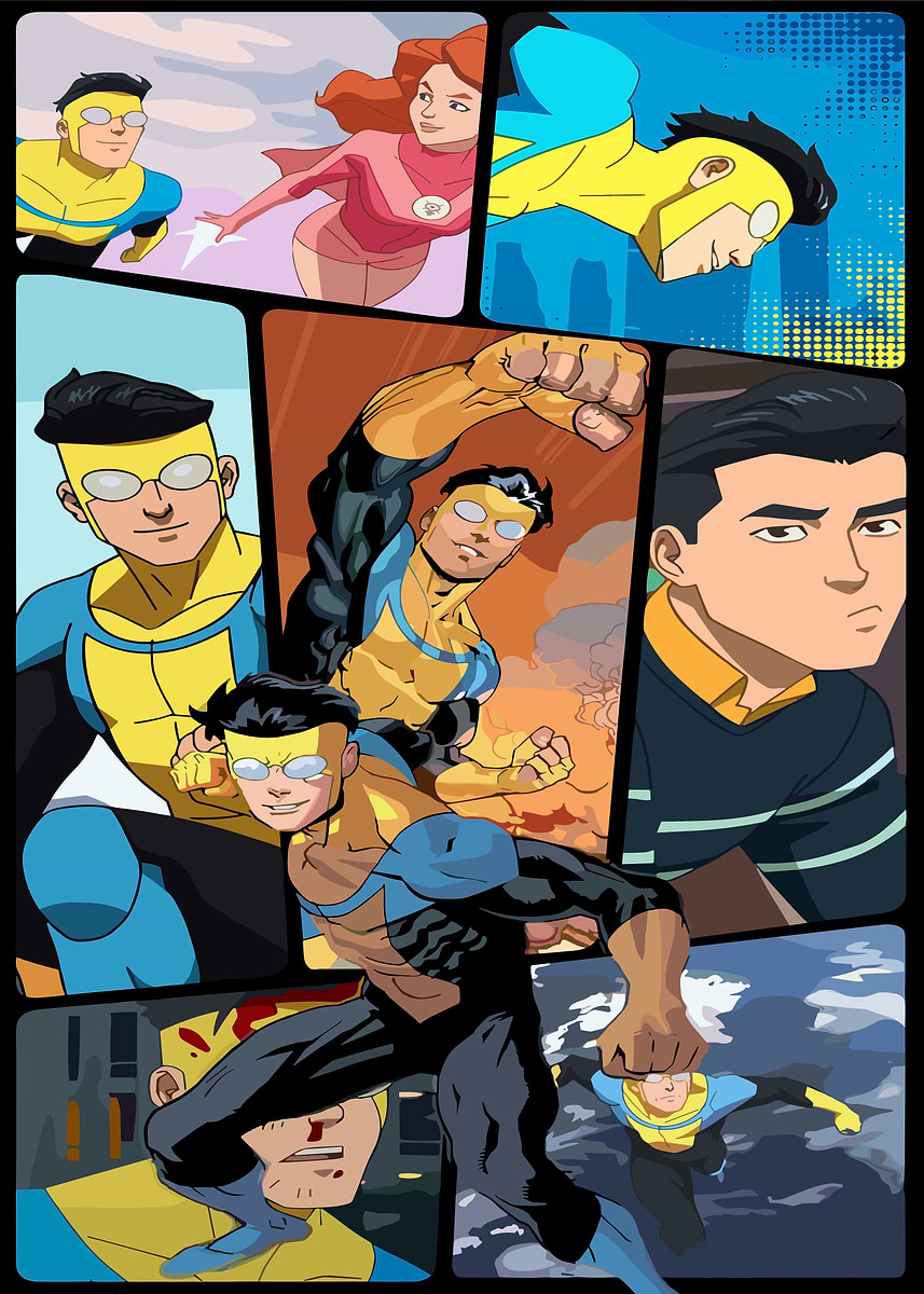 'Invincible Comic Book Panel Collage' Poster, picture, metal print ...