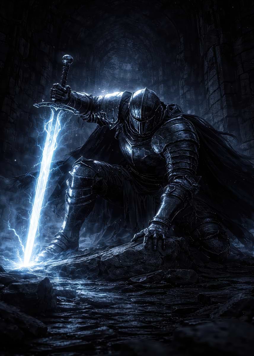 Dark Knight With Lightning Sword Poster Picture Metal Print Paint dark-knight-with-lightning-sword-poster-picture-metal-print-paint