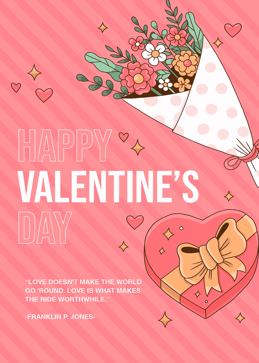 Happy Valentine's Day Pink Card' Poster, picture, metal print