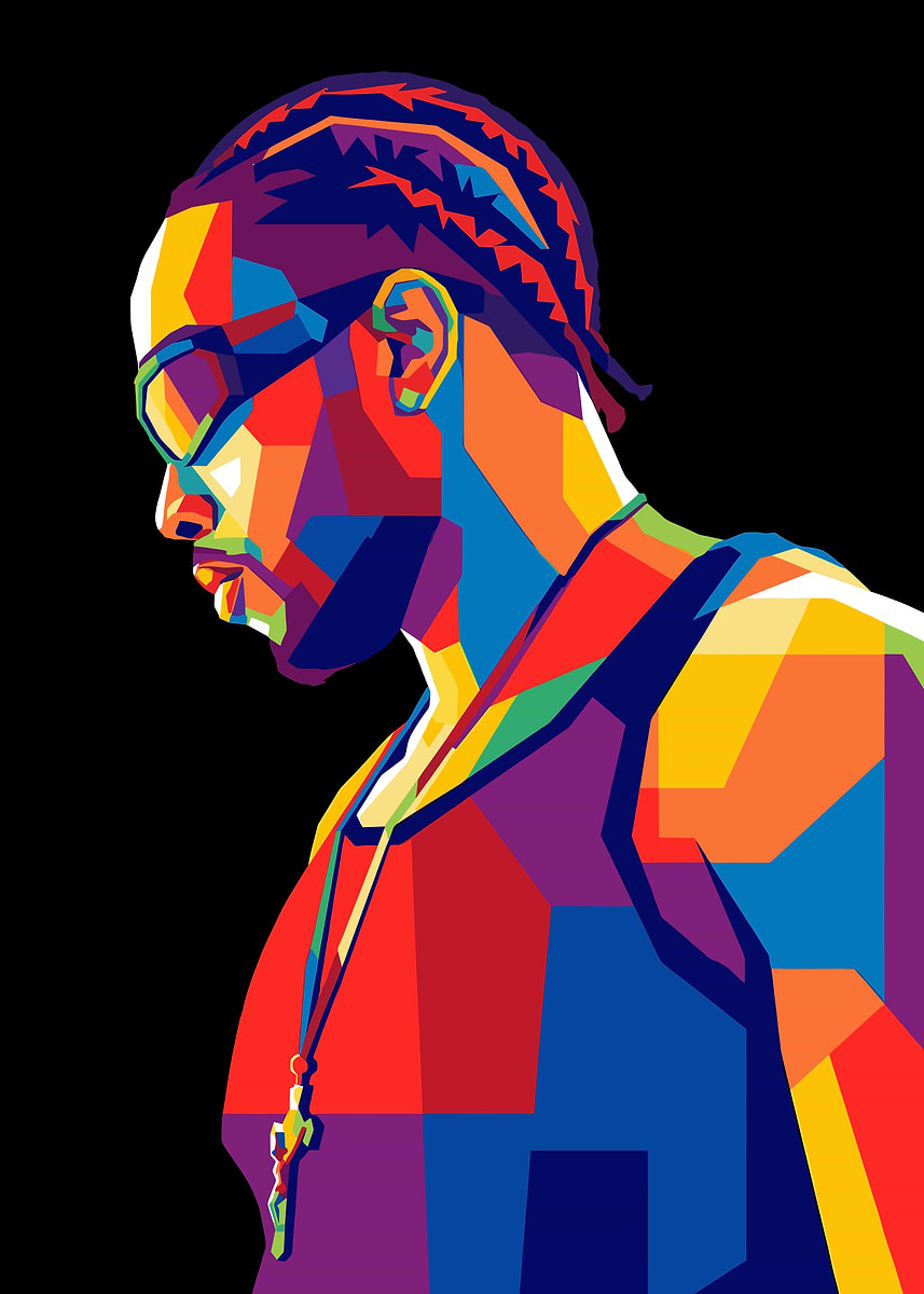 'Melly Mike Colorful Portrait of a Man' Poster, picture, metal print ...