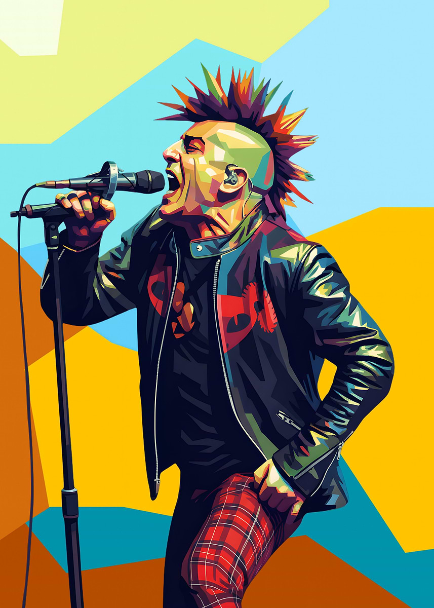 'Punk Rock Singer Colorful Digital Art' Poster, picture, metal print ...