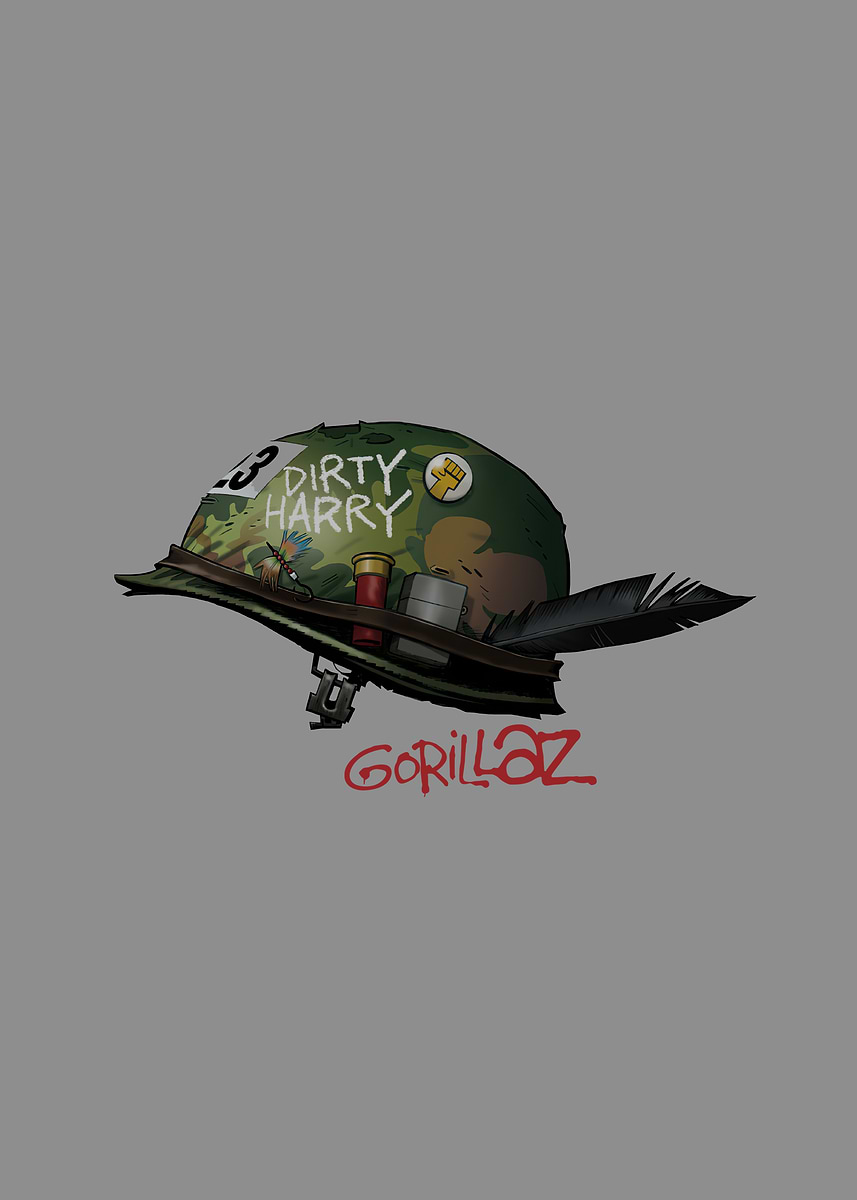 Gorillaz Dirty Harry Helmet Pixel Art' Poster, picture, metal