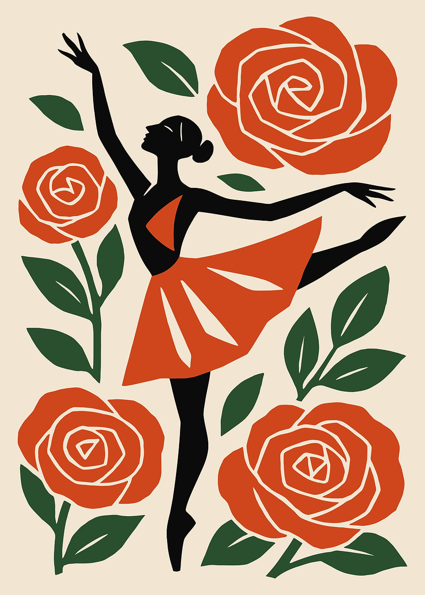 'Ballerina with Roses' Poster, picture, metal print, paint by ...