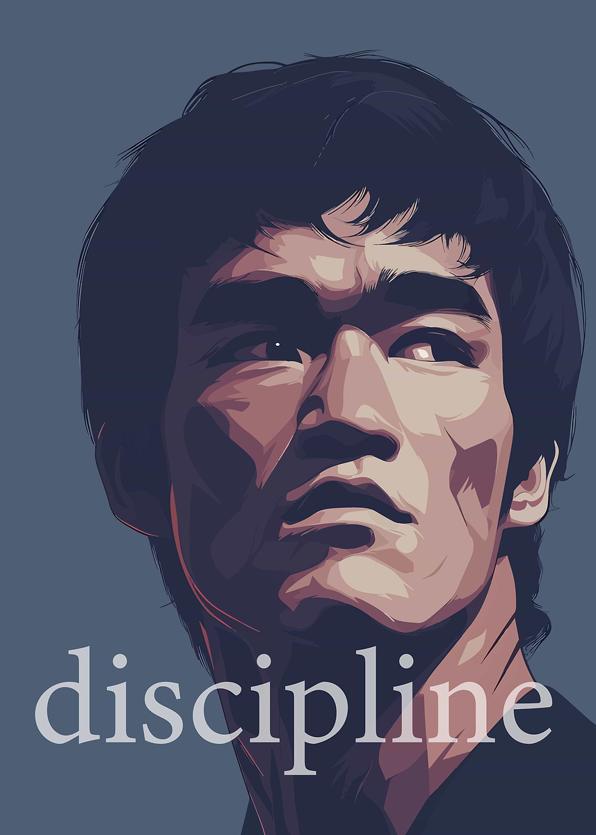 Bruce Lee Discipline Portrait' Poster, picture, metal print, paint