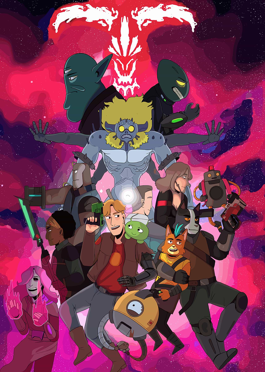 'Final Space Characters in Space' Poster, picture, metal print, paint ...