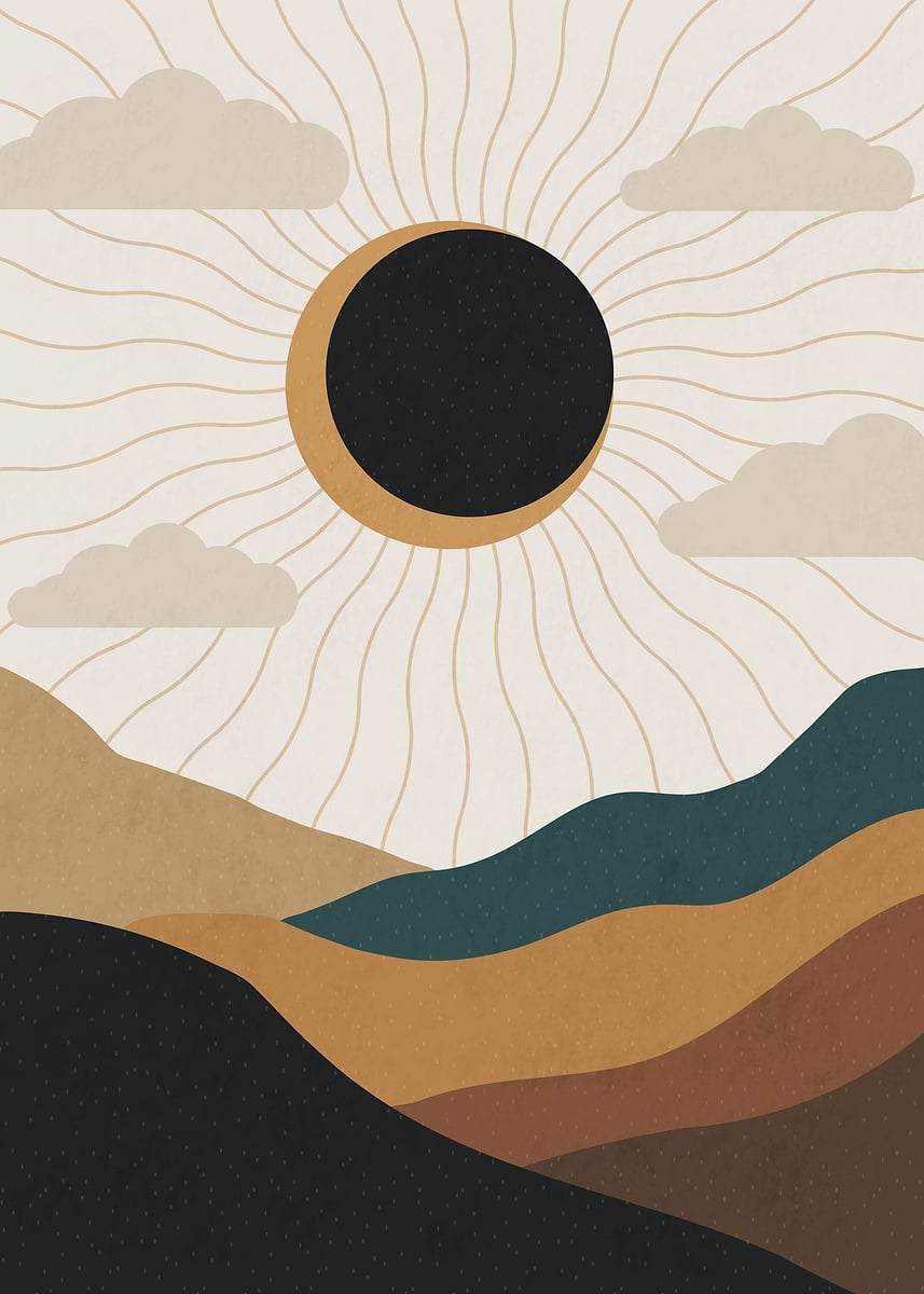 'Abstract Landscape with Eclipse and Clouds' Poster, picture, metal ...