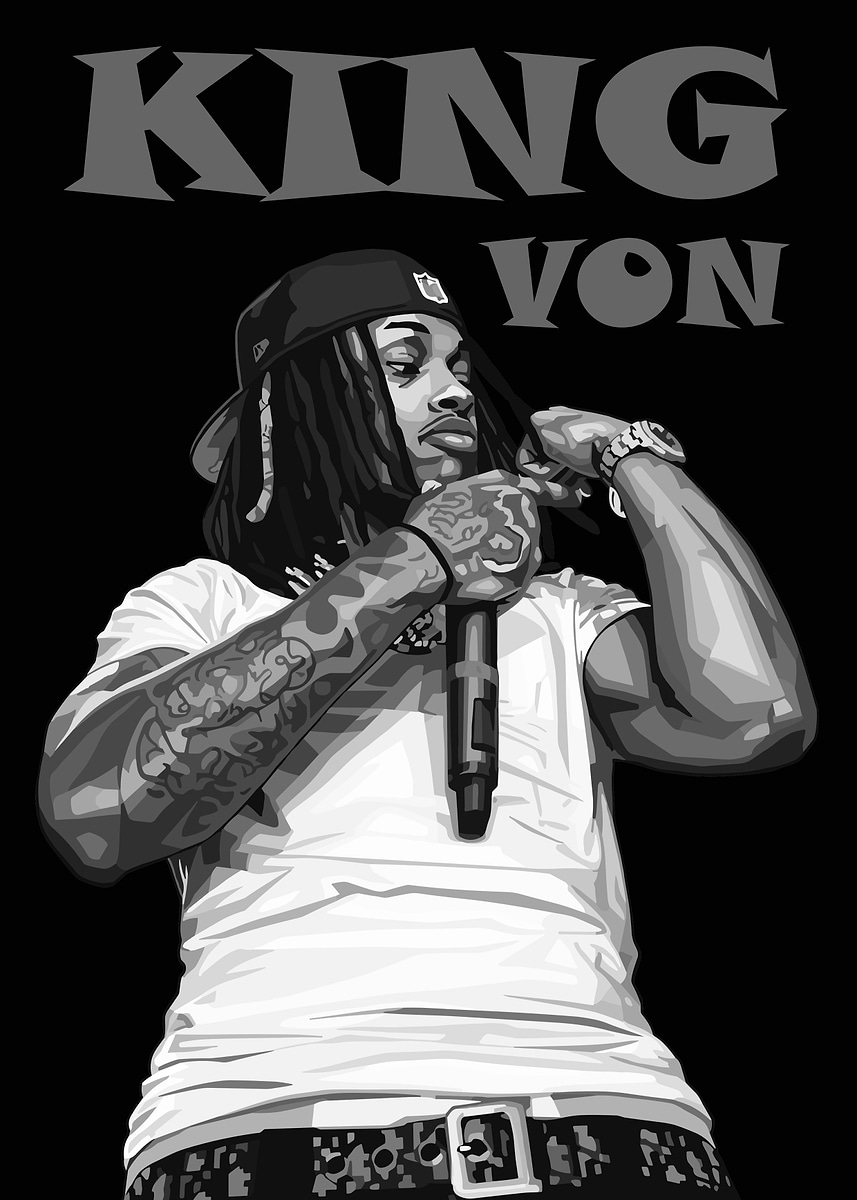 K Von Rapper 'King Von Portrait' Poster, picture, metal print, paint by MUN21 MAIMUN ...