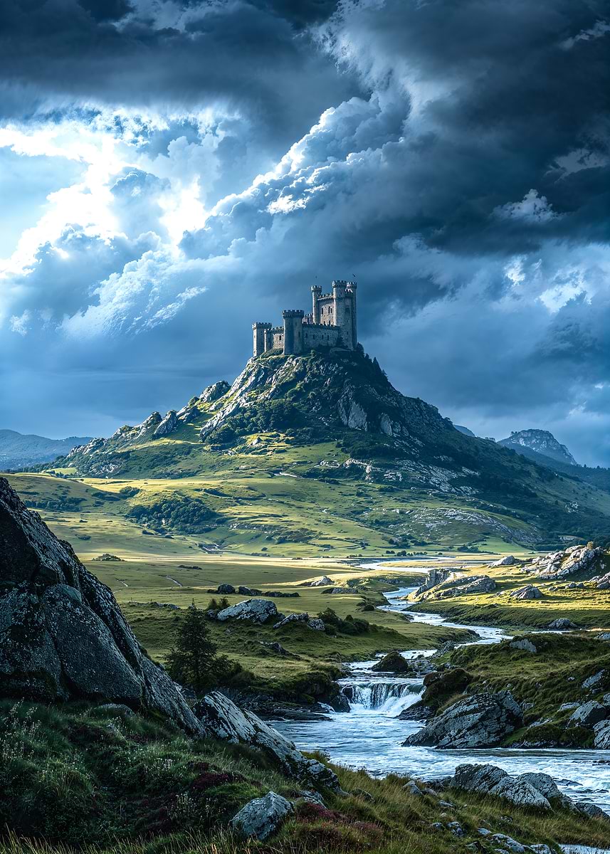 The Stormward Throne — from the Forgotten Fantasy Realms collection, a Pixaverse metal print