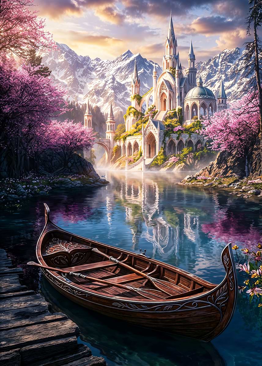 Sanctum of the Snowcrowned Bloom — from the Forgotten Fantasy Realms collection, a Pixaverse metal print