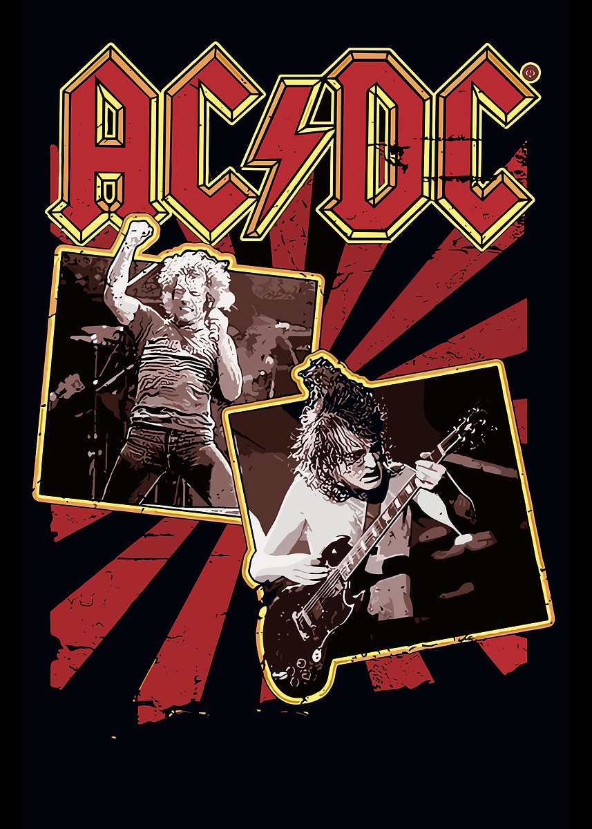 'AC/DC Band Members on Stage' Poster, picture, metal print, paint by ...