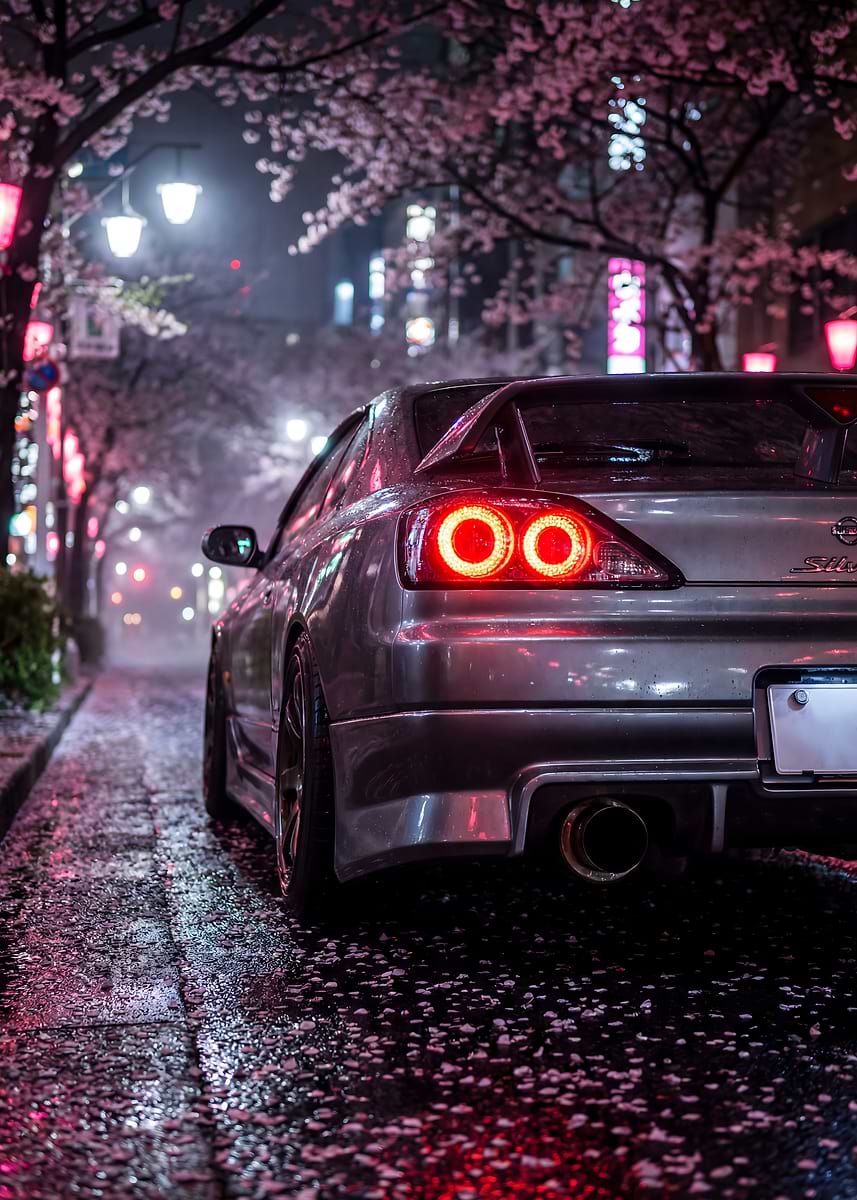 Nissan Silvia S15 Night Cherry Blossom' Poster, picture, metal