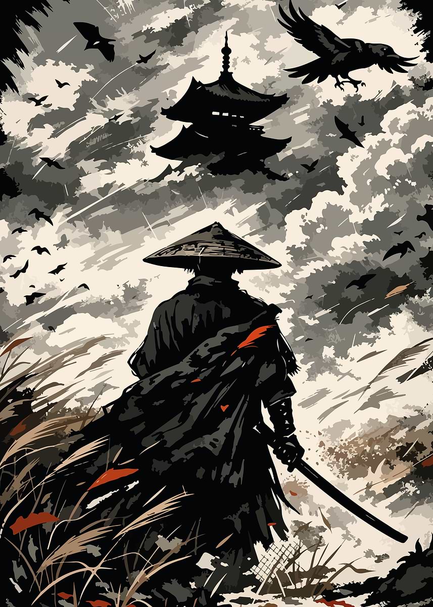 wandering samurai' Poster, picture, metal print, paint by Uci