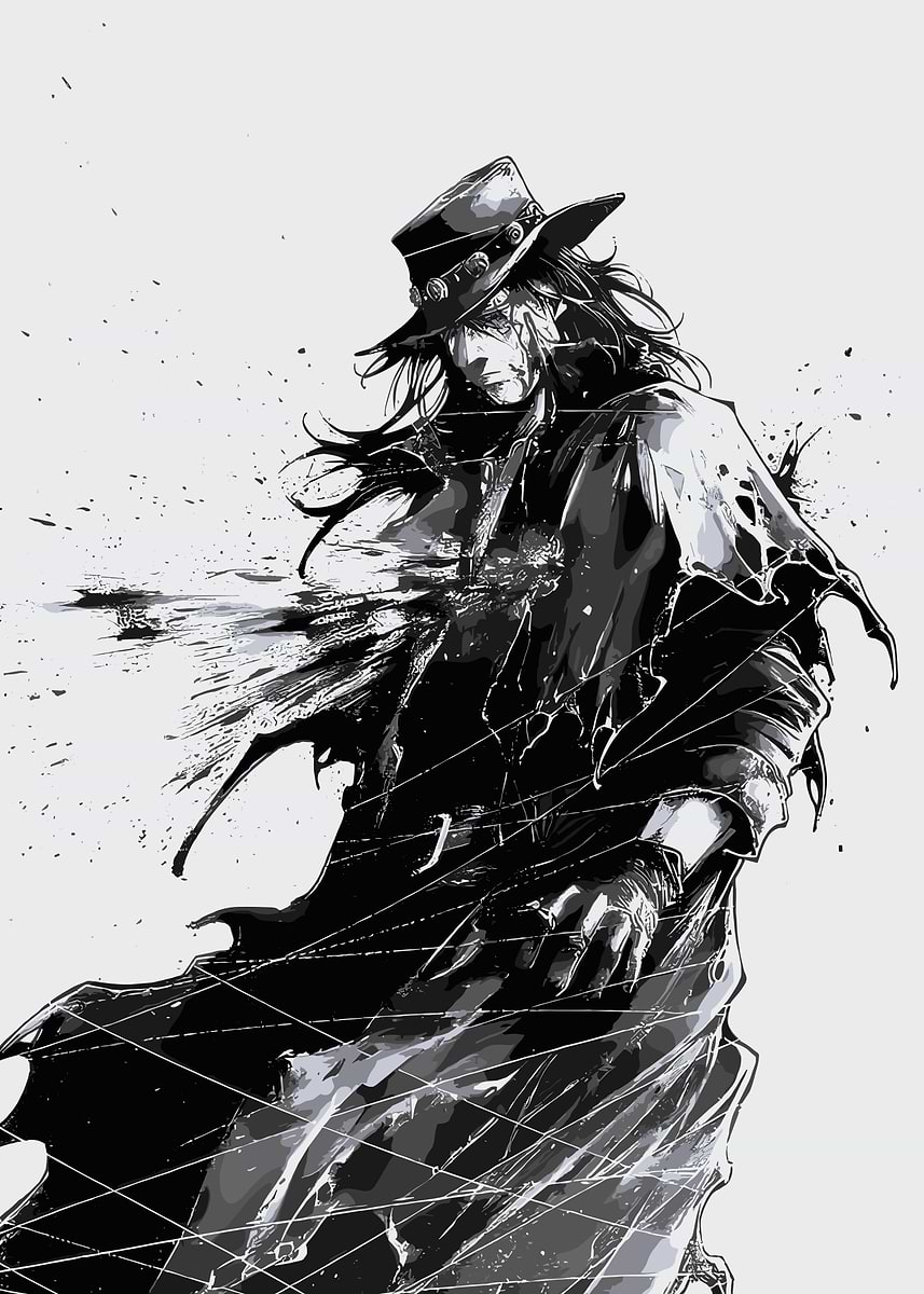 Dark Cowboy Character Art Poster, Picture & Metal Print – Manga