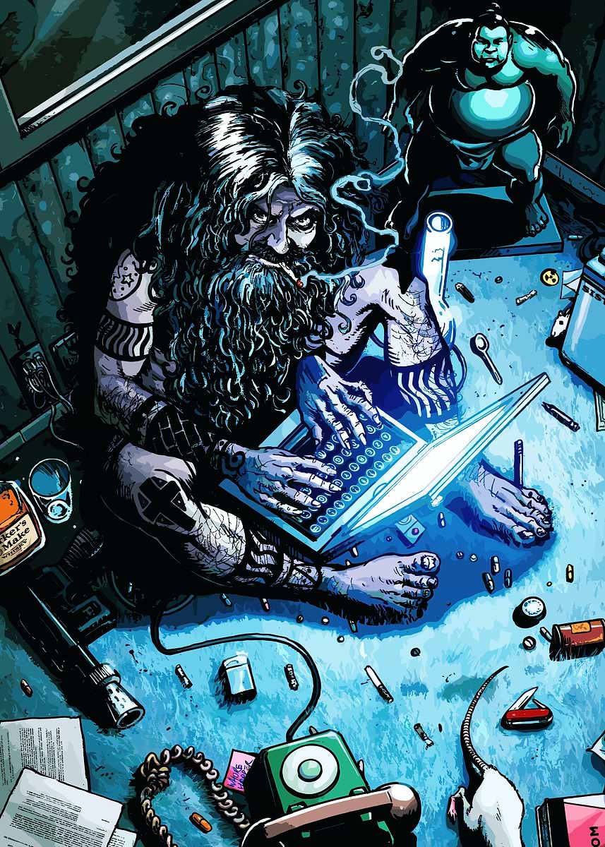 'Mysterious Man on Laptop' Poster, picture, metal print, paint by 아담 ...