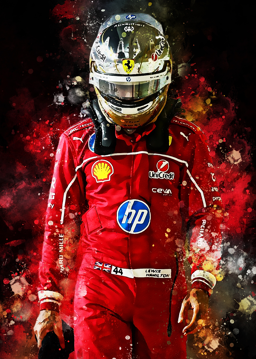 'Lewis Hamilton Racing Portrait' Poster, picture, metal print, paint by ...