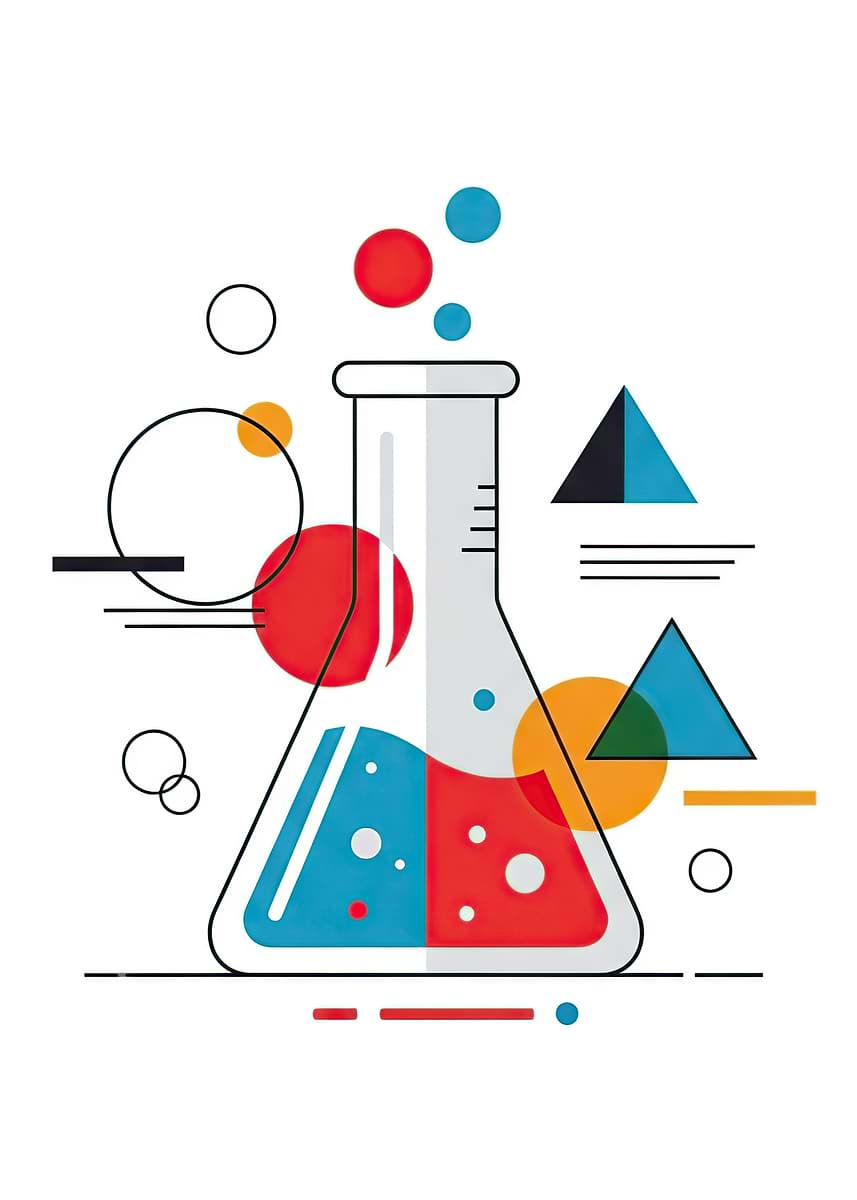Geometric Flask 'Chemistry Flask with Geometric Shapes' Poster, picture, metal print ...