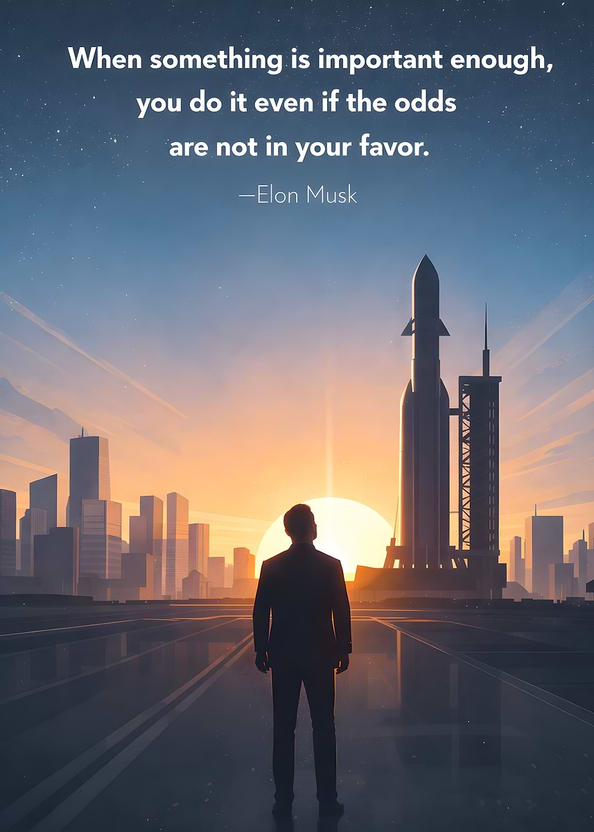 'Elon Musk Quote on Rocket Launch' Poster, picture, metal print, paint ...