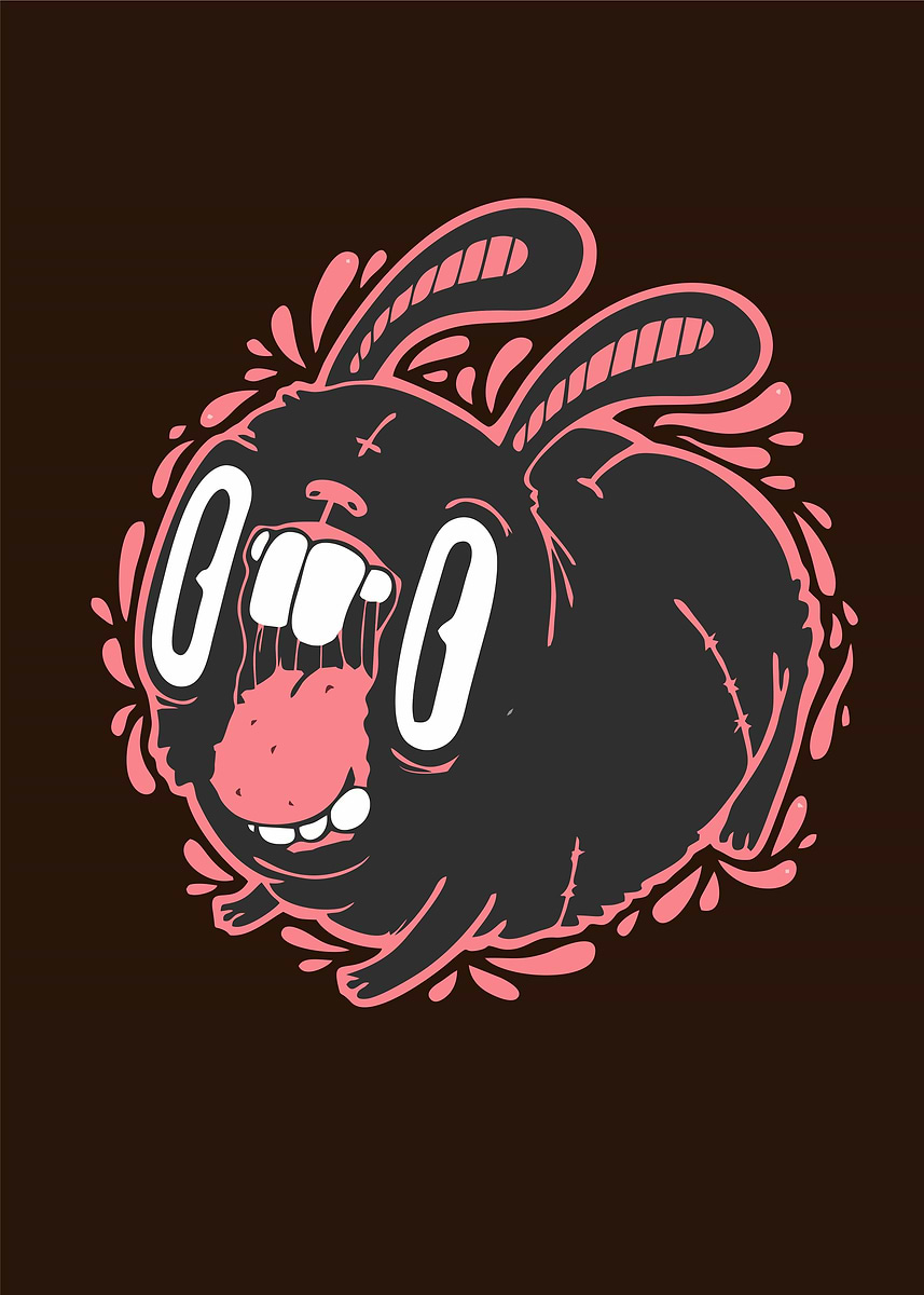 'Creepy Cartoon Rabbit Illustration' Poster, picture, metal print ...