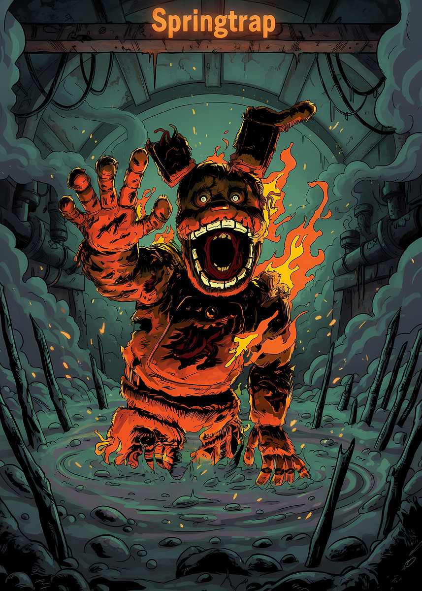 'Springtrap on Fire' Poster, picture, metal print, paint by LpOF9PAIlFd ...