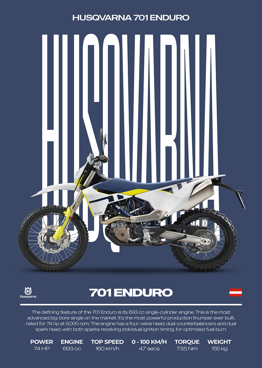 Husqvarna 701 Enduro Motorcycle Poster' Poster, picture, metal