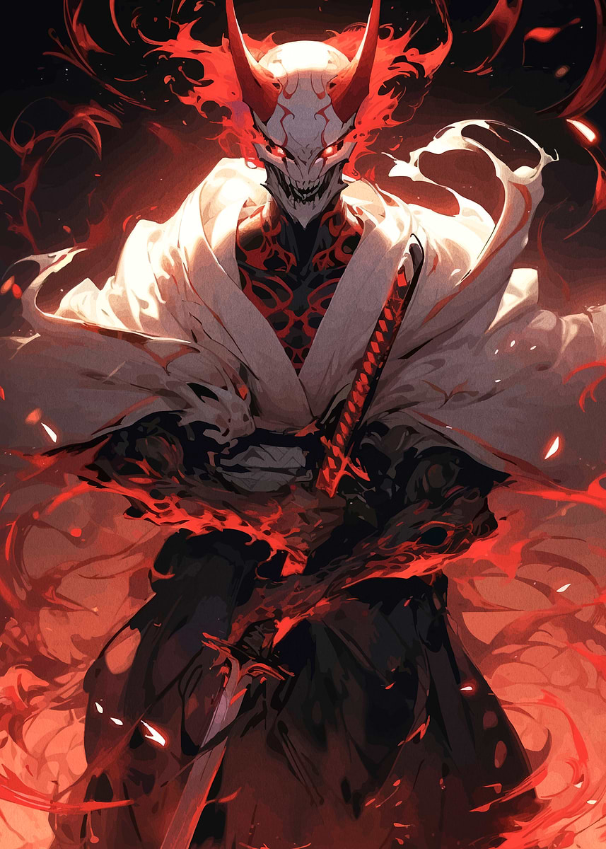 'Demon Warrior with Fiery Aura' Poster, picture, metal print, paint by ...