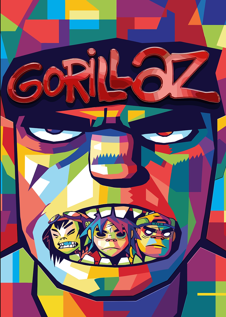 Gorillaz Band Members Pop Art' Poster, picture, metal print, paint
