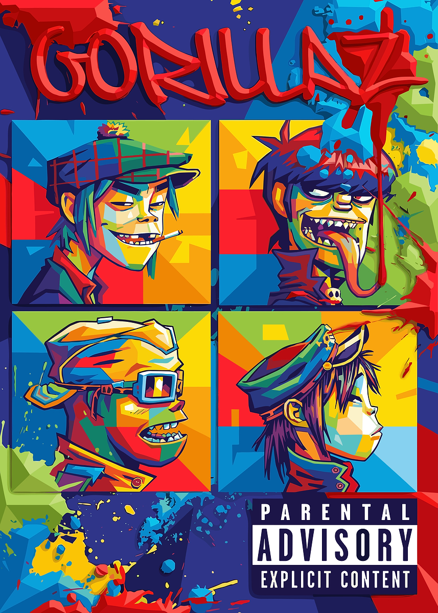 Gorillaz Band Pop Art' Poster, picture, metal print, paint by Papa