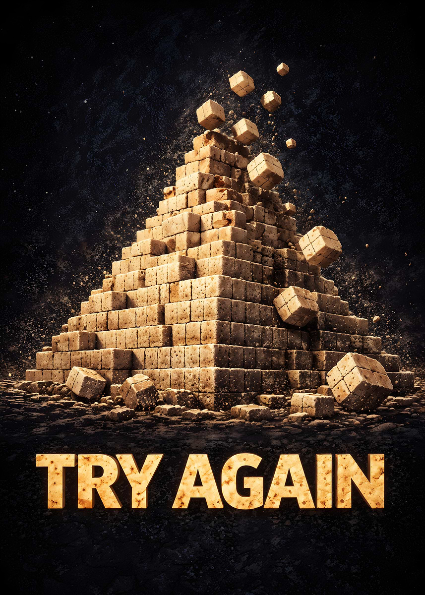 'Try Again Motivation After Failure Concept Art' Poster, picture, metal ...