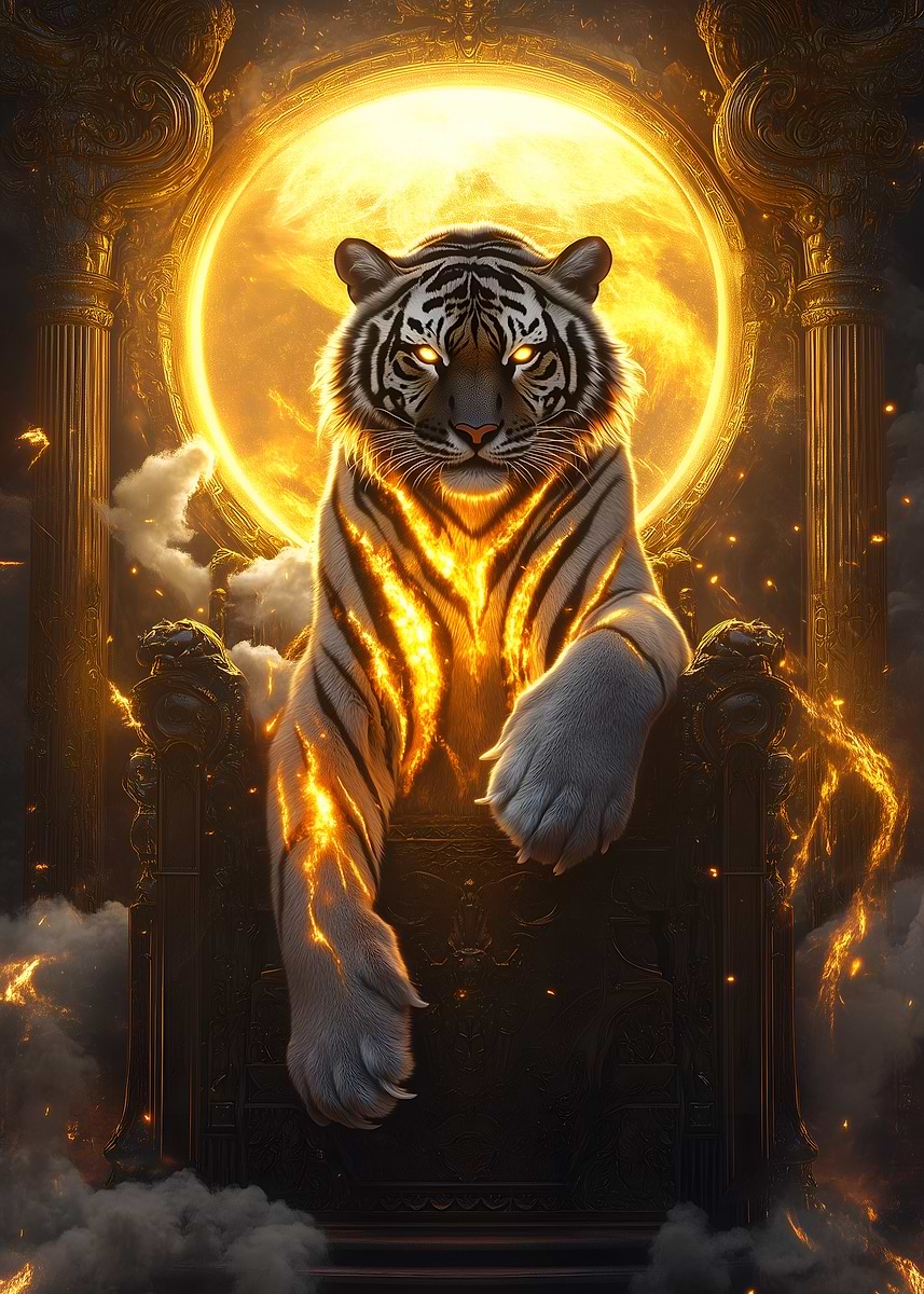 'Celestial Tiger of Storm Dominion' Poster, picture, metal print, paint ...