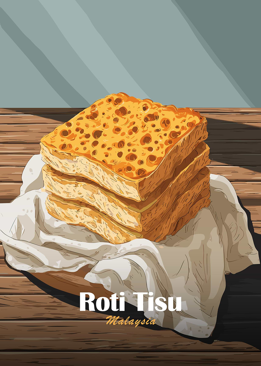 Tiss Roti 'Roti Tisu Stacked on Cloth' Poster, picture, metal print, paint by ...