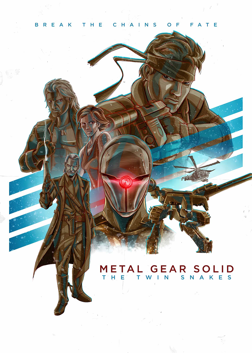 Metal Gear Solid The Twin Snakes Poster' Poster, picture, metal