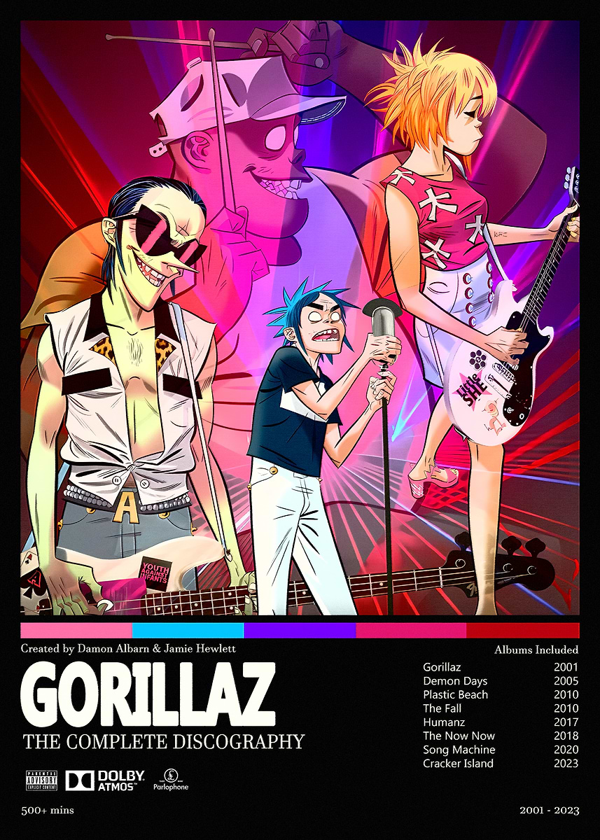 Gorillaz Complete Discography Poster' Poster, picture, metal print