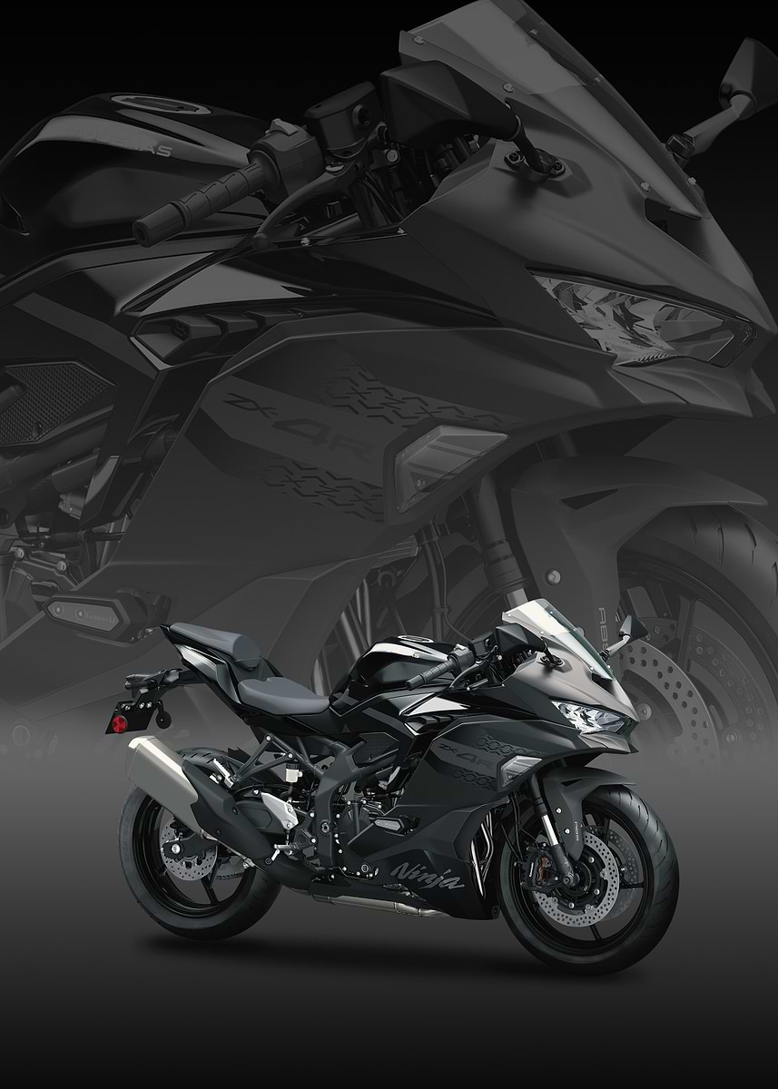 Black kawasaki ninja zx' Poster, picture, metal print, paint by