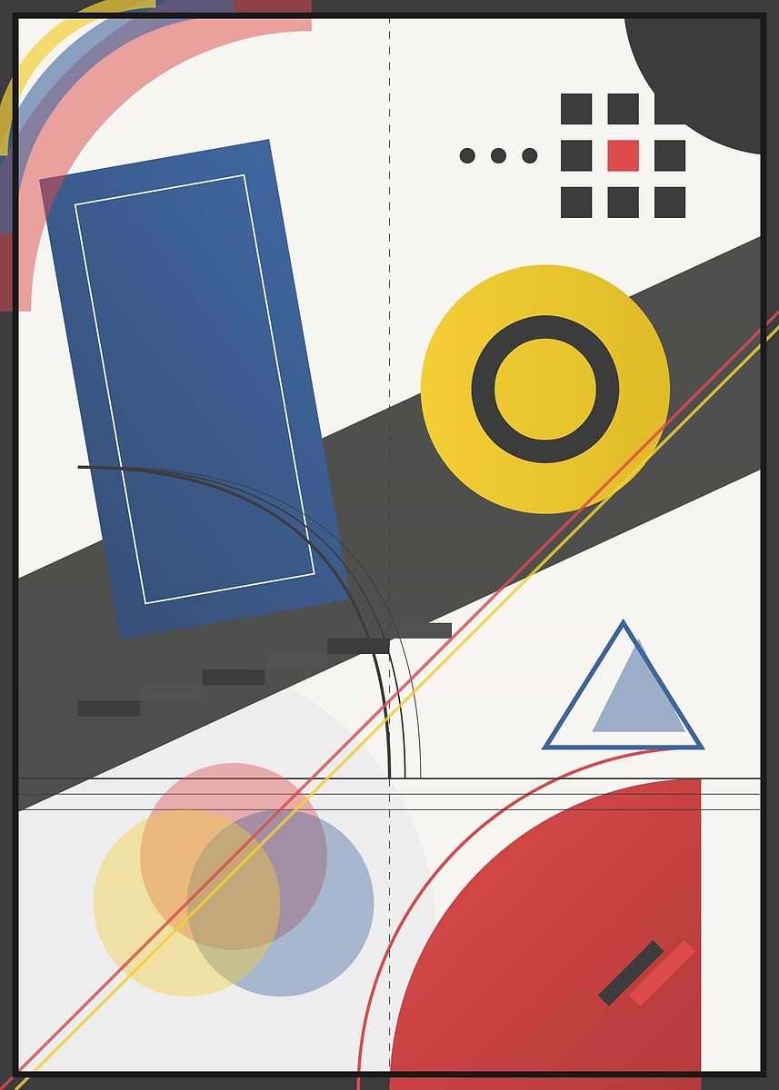 'Abstract Geometric Composition with Circles and Rectangles' Poster ...
