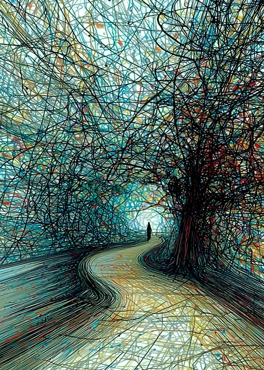Tangled Path 'Figure walking on a path through a tangled forest' Poster, picture ...